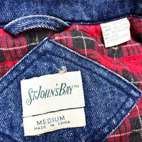 (VINTAGE) 1990'S ST JOHN'S BAY STAND COLLAR PADDED DENIM VEST