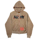 (DESIGNERS) THE GREAT CHINA WALL REMAKE US ARMY OVERDYED ZIP UP HOODIE SWEAT SHIRT