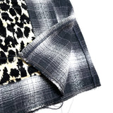 (DESIGNERS) MADE IN USA AIE LEOPARD PATTERN PANELED SHADOW PLAID PULLOVER BONDAGE SHIRT