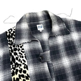 (DESIGNERS) MADE IN USA AIE LEOPARD PATTERN PANELED SHADOW PLAID PULLOVER BONDAGE SHIRT