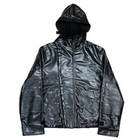 (DESIGNERS) 1990'S MADE IN ITALY EMPORIO ARMANI FRENCH ARMY HOODED SMOCK TYPE VINYL JACKET