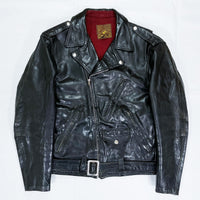 (VINTAGE) 1950'S HORSEHIDE DOUBLE BREASTED RIDERS JACKET WITH CHIN STRAP