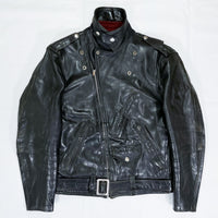 (VINTAGE) 1950'S HORSEHIDE DOUBLE BREASTED RIDERS JACKET WITH CHIN STRAP