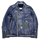 (DESIGNERS) DEAD STOCK NEW 2000'S UNDER COVER PAINTED DOUBLE BREASTED LEATHER BIKER JACKET