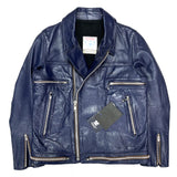 (DESIGNERS) DEAD STOCK NEW 2000'S UNDER COVER PAINTED DOUBLE BREASTED LEATHER BIKER JACKET