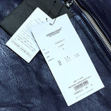 (DESIGNERS) DEAD STOCK NEW 2000'S UNDER COVER PAINTED DOUBLE BREASTED LEATHER BIKER JACKET