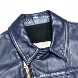 (DESIGNERS) DEAD STOCK NEW 2000'S UNDER COVER PAINTED DOUBLE BREASTED LEATHER BIKER JACKET