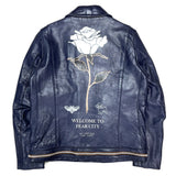 (DESIGNERS) DEAD STOCK NEW 2000'S UNDER COVER PAINTED DOUBLE BREASTED LEATHER BIKER JACKET