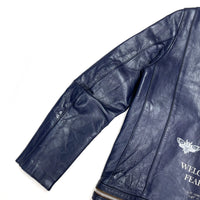 (DESIGNERS) DEAD STOCK NEW 2000'S UNDER COVER PAINTED DOUBLE BREASTED LEATHER BIKER JACKET