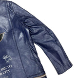 (DESIGNERS) DEAD STOCK NEW 2000'S UNDER COVER PAINTED DOUBLE BREASTED LEATHER BIKER JACKET
