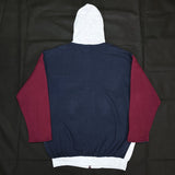 (UNIQUE) DEAD STOCK NEW 1980'S MADE IN PAKISTAN FORENZA 3 COLOR PANELED ZIP UP HOODIE SWEAT SHIRT