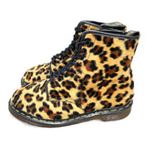 (OTHER) MADE IN ENGLAND DR.MARTENS 8 HOLE LEOPARD PATTERN FAUX FUR BOOTS