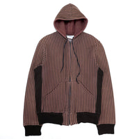 (VINTAGE) 1990'S MADE IN USA GEM SPORTSWEAR STRIPED REVERSE WEAVE TYPE ZIP UP HOODIE SWEAT SHIRT