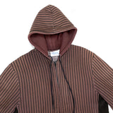 (VINTAGE) 1990'S MADE IN USA GEM SPORTSWEAR STRIPED REVERSE WEAVE TYPE ZIP UP HOODIE SWEAT SHIRT