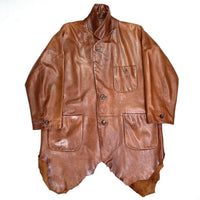 (DESIGNERS) 1990'S MADE IN HONG KONG ISSEY MIYAKE LAMB LEATHER LONG LENGTH 2 BUTTON BLAZER JACKET COAT