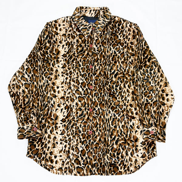 (UNIQUE) 1990'S MADE IN USA DENNIS BASSO LEOPARD PATTERN LONG SLEEVE SHIRT