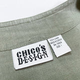 (VINTAGE) 1990'S CHICO'S DESIGN LINEN 100% SET UP COLLARLESS SHIRT PANTS