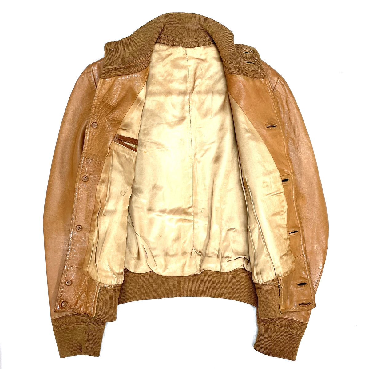 Veste En Cuir Vintage VALSTAR A1, Taille IT 46 (S), Couleur Gris-vert, Style Bomber - Occasion Bon état