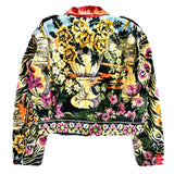 (VINTAGE) 1980'S MADE IN FRANCE ALL OVER PRINT GOBELIN TAPESTRY DOUBLE BREASTED BIKER JACKET