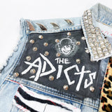 (VINTAGE) 1990'S CRUST REMAKE PAINT STUDS CUT OFF 4 POCKET DENIM VEST