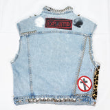 (VINTAGE) 1990'S CRUST REMAKE PAINT STUDS CUT OFF 4 POCKET DENIM VEST