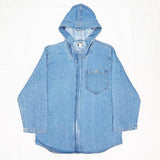 (VINTAGE) 1990'S MADE IN HONG KONG CHICO'S DESIGN DENIM HOODED ZIP UP SHIRT