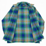 (VINTAGE) 1960'S NATIONAL SHADOW PLAID RAYON OPEN COLLAR BOX SHIRT