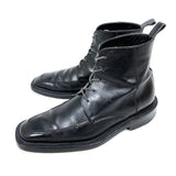 (OTHER) MADE IN ITALY GIANNI VERSACE SQUARE TOE LEATHER LACE UP BOOTS