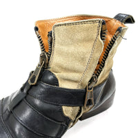 (OTHER) MADE IN ITALY DRIES VAN NOTEN LEATHER X SUEDE BELTED SIDE ZIP BOOTS