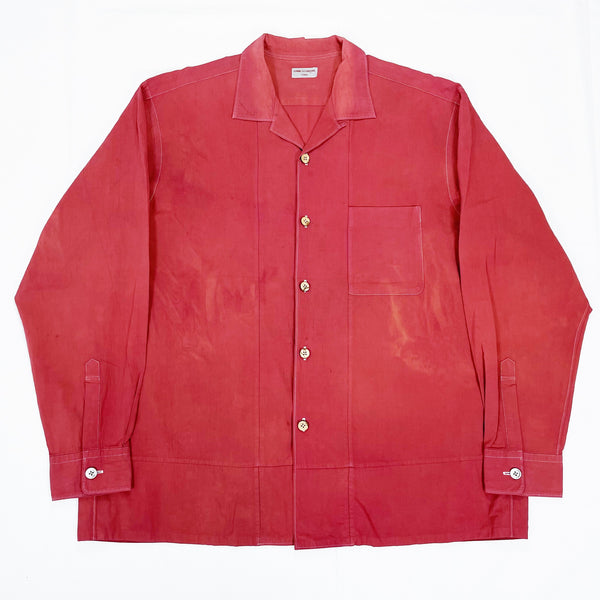(DESIGNERS) AD1998 COMME des GARCONS HOMME UNEVEN DYED RAYON OPEN COLLAR BOX SHIRT
