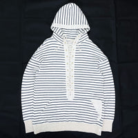 (DESIGNERS) ALEXANDER LEE CHANG STRIPED PATTERN LACE UP HOODIE SWEAT SHIRT