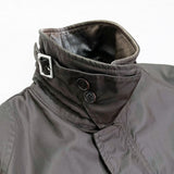 (DESIGNERS) MADE IN ITALY C.P.COMPANY COLLAR LEATHER PANELED MILITARY JACKET WITH CHIN STRAP