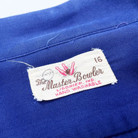 (VINTAGE) 1960'S THE MASTER BOELER CHAIN STITCH EMBROIDERY RAYON OPEN COLLAR LONG SLEEVE BOWLING SHIRT