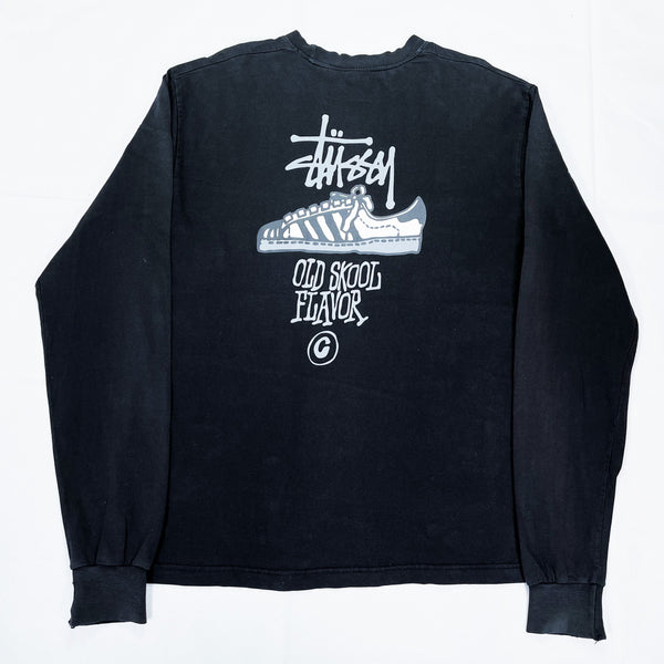 (VINTAGE) 1990'S MADE IN USA OLD STUSSY NAVY TAG ADIDAS SUPER STAR PARODY PRINT LONG SLEEVE T-SHIRT