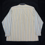 (DESIGNERS) 1990'S MADE IN FRANCE COMME des GARCONS SHIRT COLLAR WOOL PANELED PATTERN STRIPED SLEEVE PANELED OPEN COLLAR BOX SHIRT