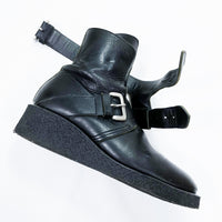 (DESIGNERS) Y's BELTED PLATFORM POINTED TOE BOOTS