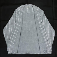 (VINTAGE) 1960'S DICASSIO PATTERNED STRIPES RAYON OPEN COLLAR BOX SHIRT