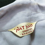 (VINTAGE) 1960'S NAT NAST FLOCKY PRINT RAYON OPEN COLLAR SHIRT