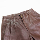 (VINTAGE) 1980'S MADE IN HONG KONG MICHAEL HOBAN FOR NORTH BEACH LEATHER 2 TUCK 3 POCKET LAMB LEATHER PANTS