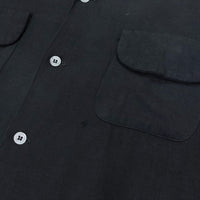 (VINTAGE) 1960'S MADE IN USA BLACK OVER DYED TAYON OPEN COLLAR BOX SHIRT