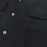 (VINTAGE) 1960'S MADE IN USA BLACK OVER DYED TAYON OPEN COLLAR BOX SHIRT
