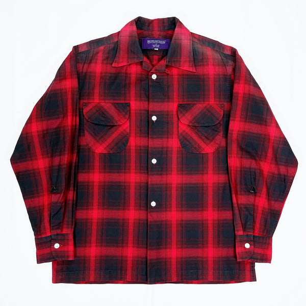 (DESIGNERS) NEPENTHES SHADOW PLAID OPEN COLLAR BOX SHIRT