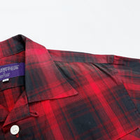 (DESIGNERS) NEPENTHES SHADOW PLAID OPEN COLLAR BOX SHIRT