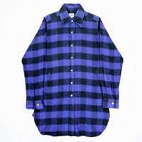 (DESIGNERS) NEEDLES SHADOW PLAID PATCH POCKET LONG LENGTH FLANNEL SHIRT WITH GUSSET