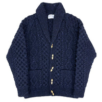 (VINTAGE) MADE IN SCOTLAND INVERALLAN SHAWL COLLAR FISHERMAN KNIT CARDIGAN