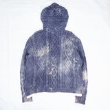 (DESIGNERS) 1990'S GOOD ENOUGH UNEVEN DYED COTTON KNIT HOODED FISHRMAN SWEATER HOODIE