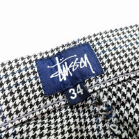 (VINTAGE) 1990'S MADE IN USA OLD STUSSY NAVY TAG HOUNDSTOOTH PATTERN 3 POCKET SHORTS